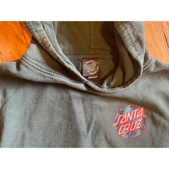 Youth Santa Cruz Classic Dot Green Hoodie Sweatshirt Size Medium - Picture 4 of 5